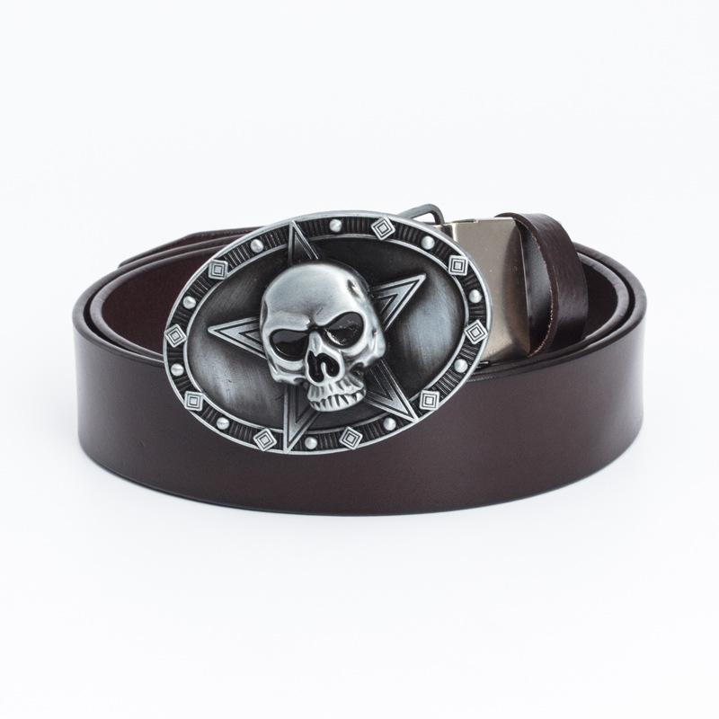 Retro Belt Skull Pentagram Fashion Trend Personality Youth Belt Cowhide Belt
