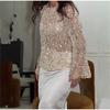 Sequined Hollow Long-sleeved Blouse Women's Pullover Sequined Decorative Round Neck Women's Shirt All-match Fashion Women's Sweater