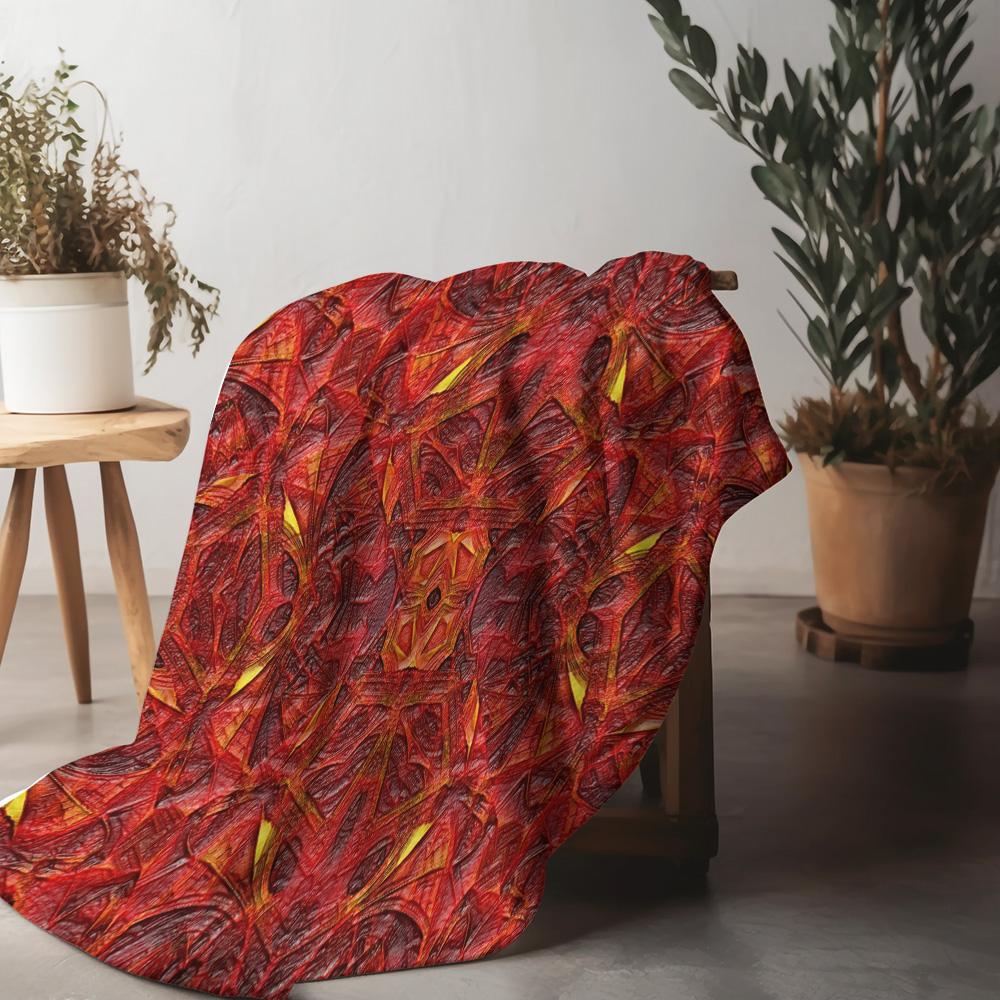Patterned Blanket Red Geometric Print Throw Blanket Sofa Bed Bedding for Kids Teens Adults Decorative Gift