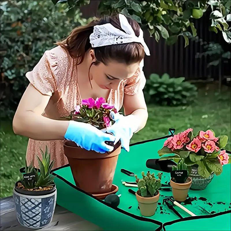 Waterproof Foldable Planting Mat Garden Mat Garden Potting Pad for Flowerpot Transplanting Mixing Soil Plant Pruning Garden Tool
