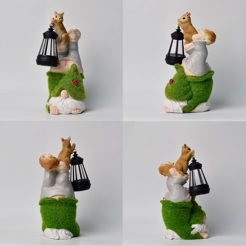 Outdoor Garden Gnomes Resin Solar Lantern Yard Gnomes Outdoor Statues Funny Sculptures Figurine Outdoor Decor Lawn Ornaments For