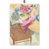 Mode Mädchen Hund Vase Blume Banane Abstrakt Poster und Drucke Wandkunst Leinwand Malerei Bild Hotel Bar für Wohnzimmer Dekor