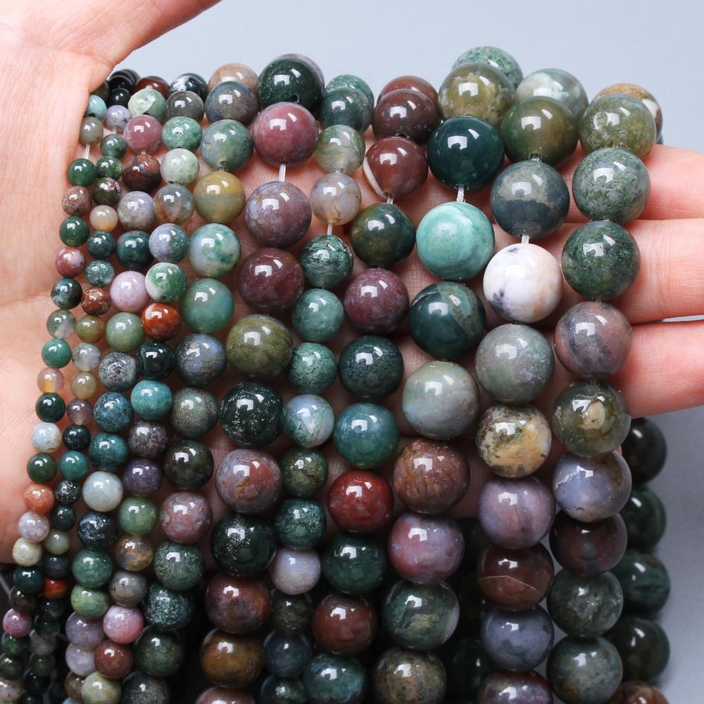 4/6/8/10/12mm For Jewelry Making DIY Bracelets Pendants Necklace Round Loose Spacer Beads Indian Agate Handcrafts Delicate Beading Material