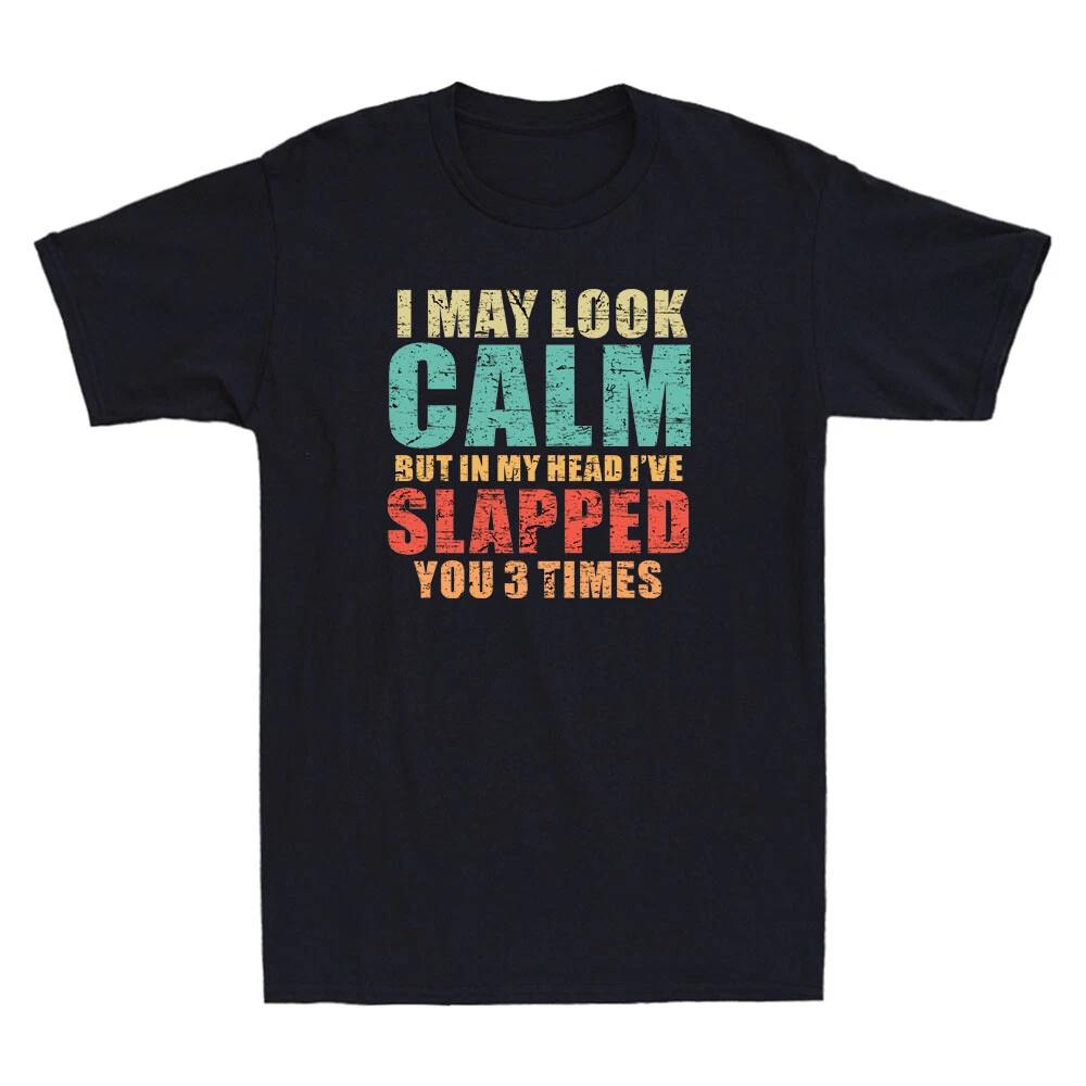 I May Look Calm But In My Head I ve Slapped You 3 Time Funny Retro Men s T-Shirt XL