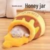 Calda Tana in Peluche Winnie the Pooh con Vasetto di Miele per Gatti e Cani - Design Carino Semi-Chiuso
