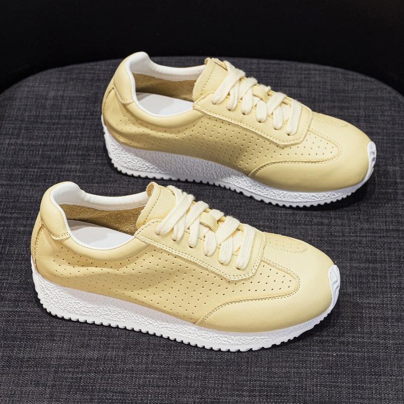 

Little white shoes women s new spring outer wear fashion temperament versatile height increase leisure sports thick-soled muffin shoes 40 жовтий