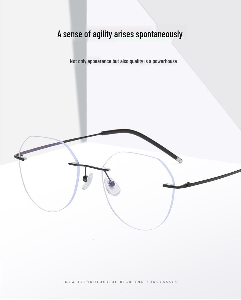 Rimless Women's Slim-Fit Prescription Glasses with Big Frame
