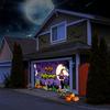 Halloween garage banner - 154.7 inches x 72.8 inches, durable polyester fabric, moon and black cat patternDJH