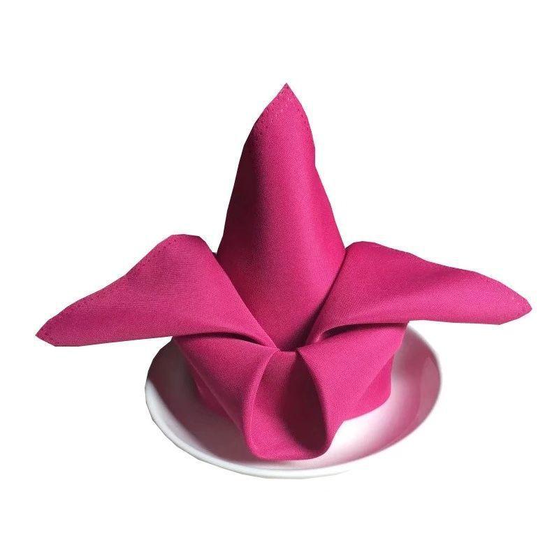 Plain Red Napkin Cloth for Hotels, Cafes, and Western Restaurants - Multipurpose Folded Flower Design