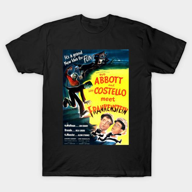 Men Black Print T-shirt Abbott And Costello Meet Frankenstein No-Cut Transfer Paper Print Cotton Tshirt 3XL чёрный