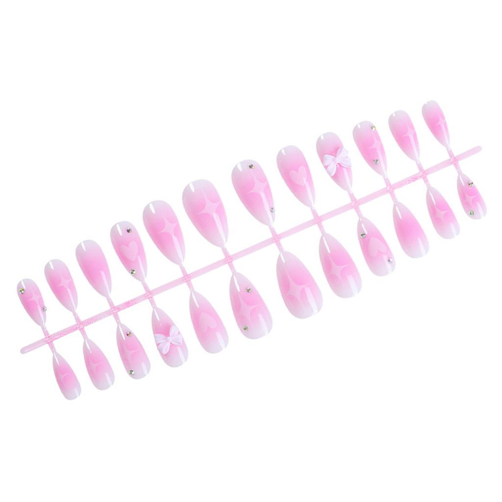24 Pcs Medium Length Press on Nails Full Cover Cute False Nails for Shopping Traveling Dating