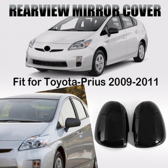 Pair Rearview Side Mirror Cap Covers Gloss Black for 2009 2010-2015 Toyota Prius