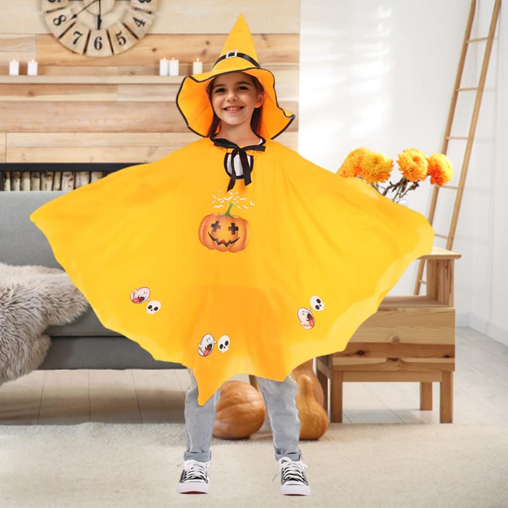 Angenster Halloween Ghost Cosplay Kids Pumpkin Costume, 4-Piece Set for Boys and Girls, Cute Pumpkin Costume for Kids, Events, Parties, Recitals,