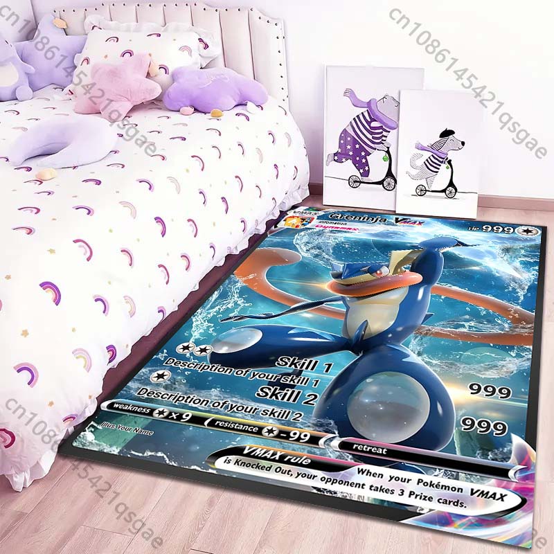 1PC Pokémon Cards Greninja Print Rug Carpet for Living Room Children Bedroom Mat Sofa Doormat Floor Rug Home Decor Anti Slip Mat