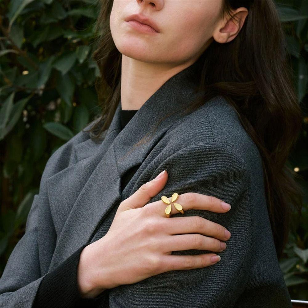 Gold Open Ring Geometric Minimalist Accessory Water Resistant Finger Ring  for Women's Daily Outfit
