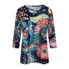Ladies' Fashionable Casual Seven Quarter Sleeve Fashionable Printed Pullover Top