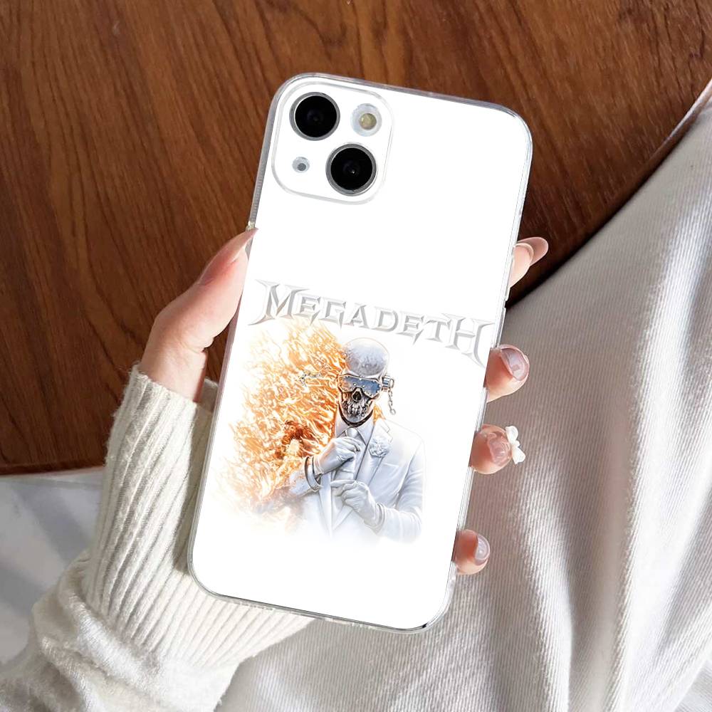 M-Megadeth Logo For IPhone 11 12 13 14 15 16 17 Pro Max Plus 13 Mini Silicone Soft Transparent Back