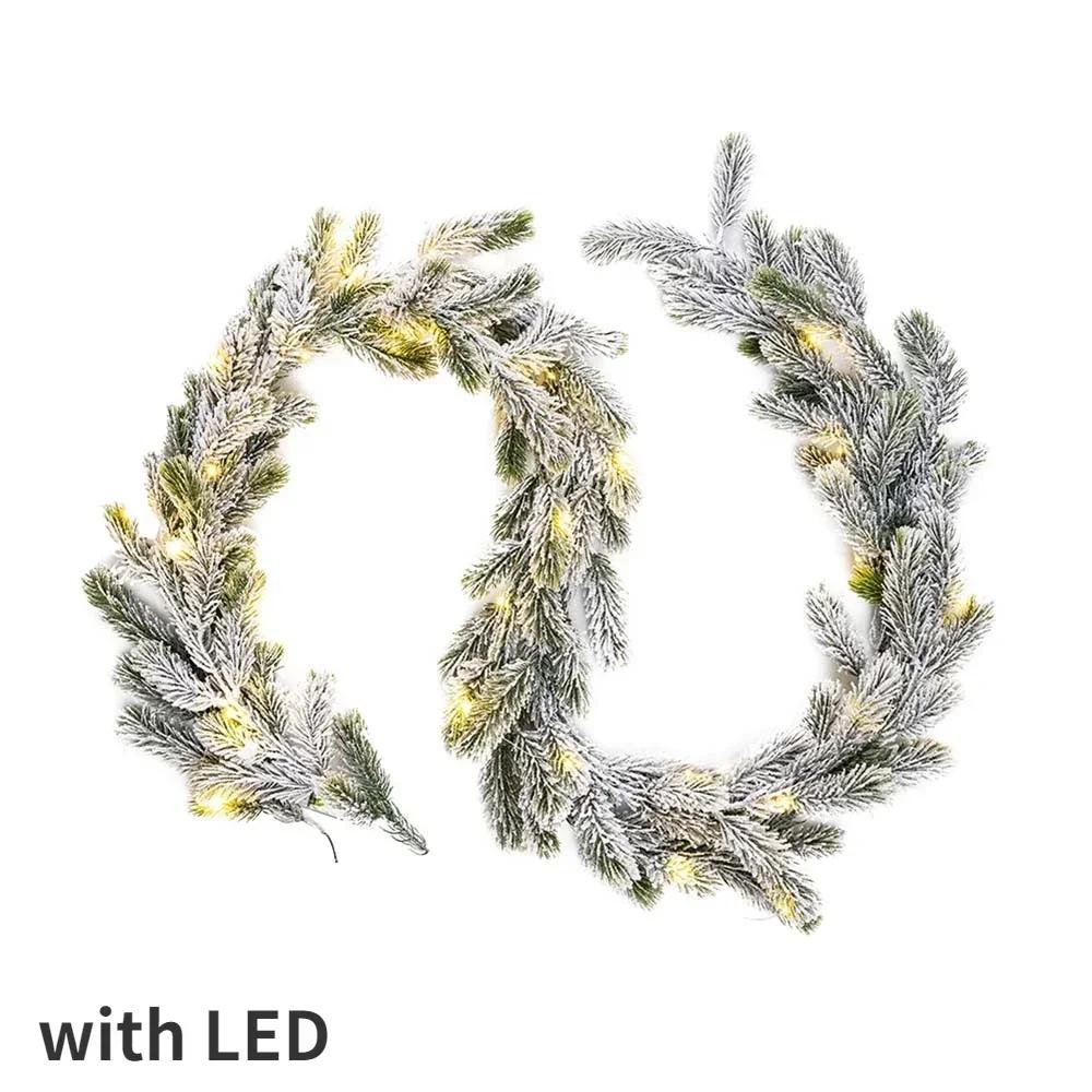 1pcs Artificial Christmas Garland Pine Cypress white and green Garland Seasonal Plants for Holiday Xmas Outdoor Winter Decor