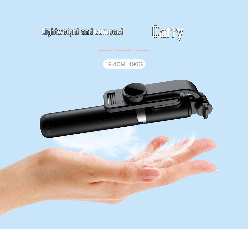 Bluetooth Extendable Selfie Stick Tripod with Anti-Shake and Fill Light for Live Streaming - Model Q02