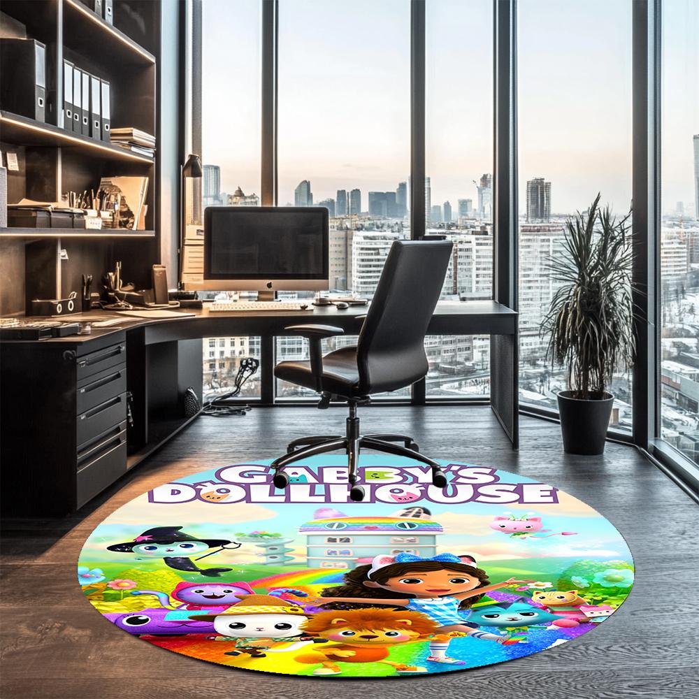 Gabby Printed Round Rug Carpet Chair Rug Area Rug Entryway Doormats,for Office Chair Living Room Bedroom Kitchen Room.