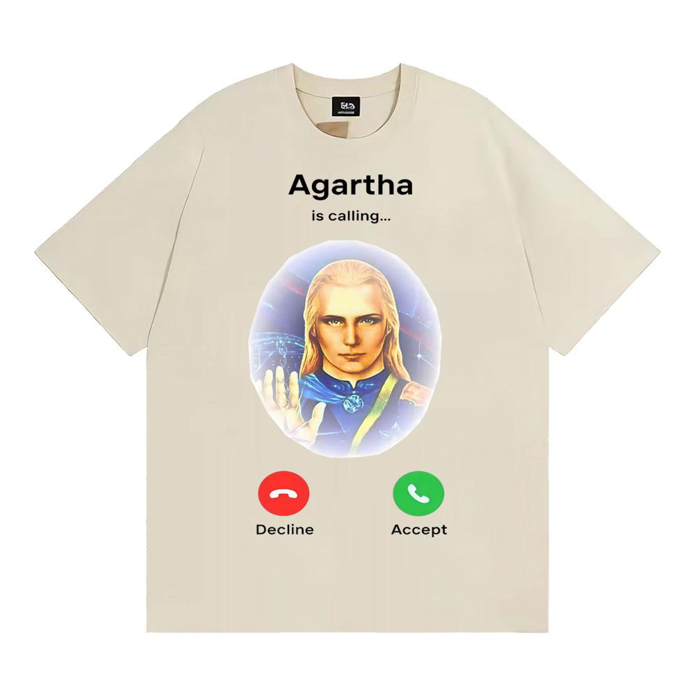 Agartha The Land Down Under Meme Grafik T-Shirts Herren Damen Hip Hop Gothic T-Shirt Komfort Oversized Rundhals T-Shirt Streetwear