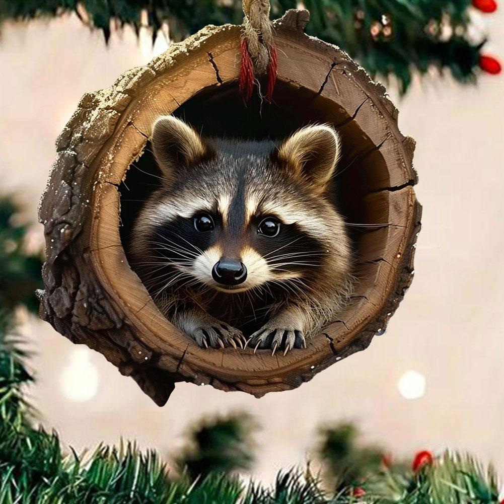 Animal Christmas Ornaments 2D Acrylic Forest Animal Cute Woodland Animal Animal Pattern Christm L5C9