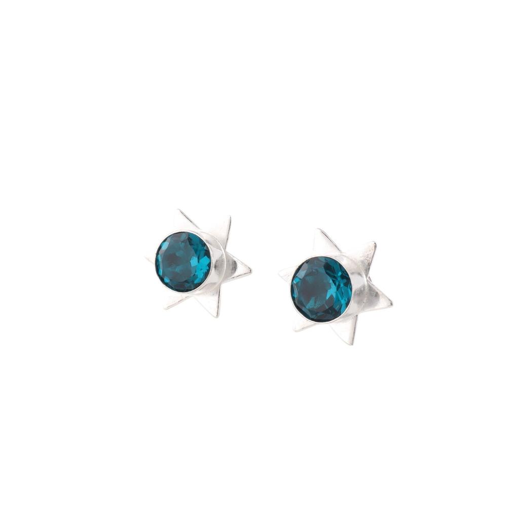 Blue Apatite Gemstone 925 Sterling Silver Jewelry Handmade Stud Earrings 0.44" EE-175-2