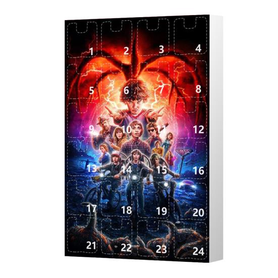 

Календарь ожидания «Очень странные дела» 24 дня до Рождества Коробка для отсчета дней до Рождества Многофункциональные праздничные украшения для детских комнат, автомобилей и вечеринок Праздничный подарок A