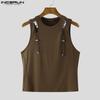 INCERUN Summer Men Sleeveless Tank Tops Hollow Thin Slim T-shirts