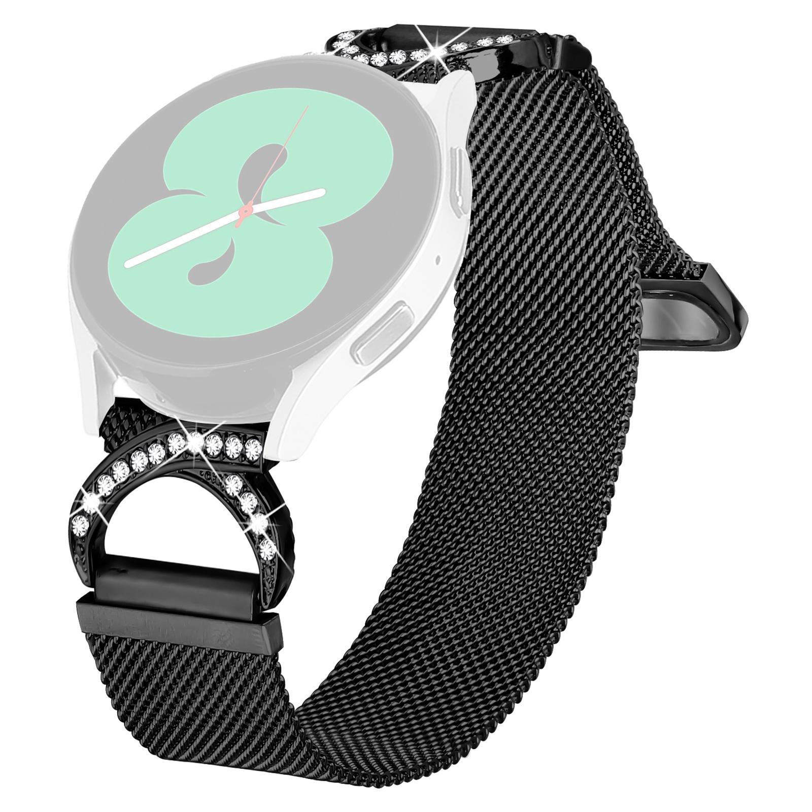 

Watch Band for Garmin Vivomove Luxe/Garminmove Luxe Milanese Metal Strap Rhinestone Decor Black