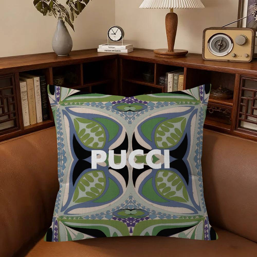 E-Emilio P-Pucci Logo Fashion  Cushion Cover Inches Farmhouse Decor Home Throw Pillow Covers for Couch Decorations