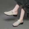 Fashion Summer Slippers for Women 2025 New Genuine Leather Woven Closed-toe Casual French Sandal Female Large-size Hollow Beach