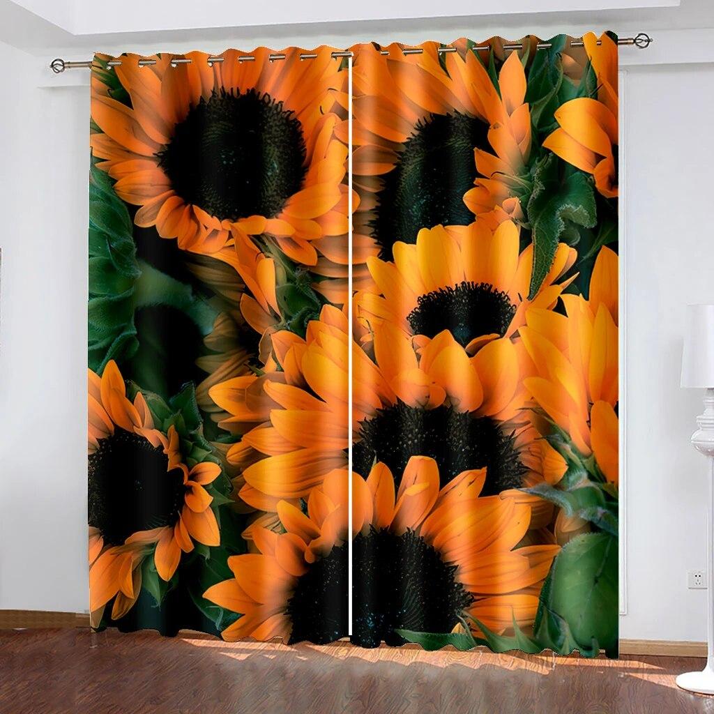 3d Sunflower With Sunshine Modern Blackout Curtains For Living Room Bedroom Curtain Cortinas Para La Sala Kitchen Blinds Drapes