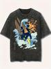 Avatar The Last Airbender Anime Katara Aang Grafisk Print Vintage Vasket Rund Hals T-shirt Mænd Kvinder Personlighed Streetwear Hip Hop Mode Oversized T-shirt