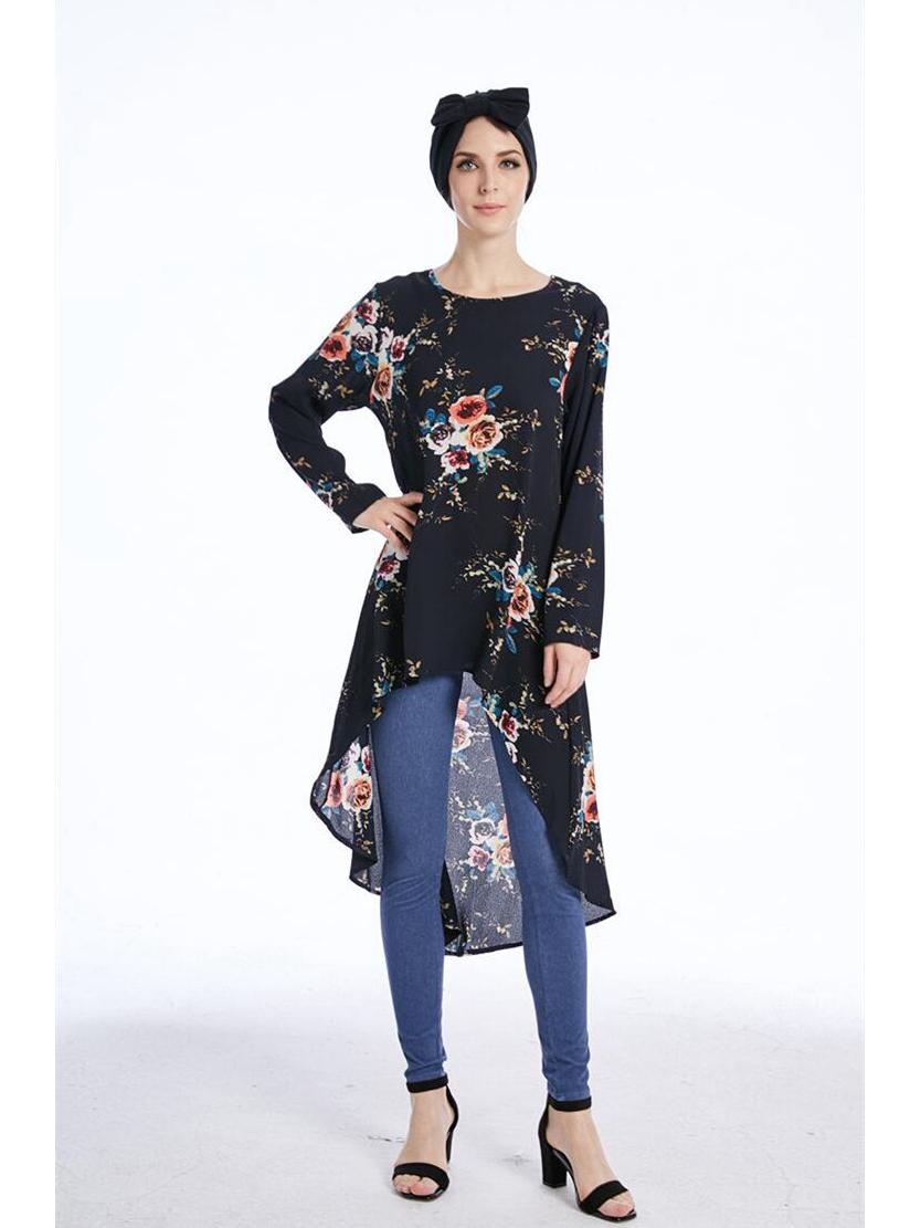 

2021 Необычный топ-ласточкин хвост для мусульманской женской моды L чёрный