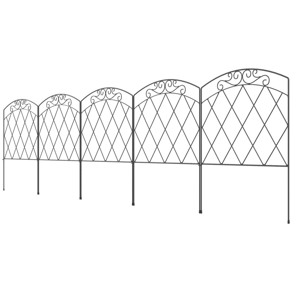 3m Decorative Metal Garden Fence - Diamond and Swirl Pattern