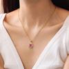 Hot Selling pink Laboratory Cultivated diamond S925 Silver Necklace Women's Gold Rectangular Pendant Jewelry Gift