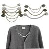 Vintage Sweater Clips - Elegant Anti-Leakage Cardigan Clasps, Retro Scarf Brooch Pins Cardigan Clip with Chains