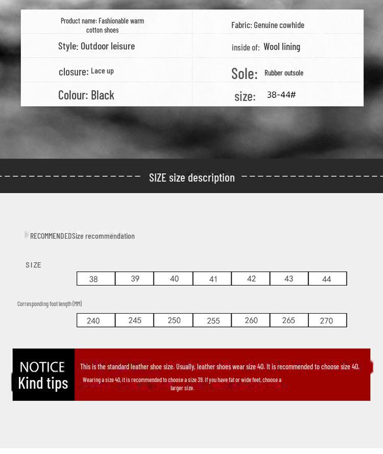 Men's Winter Wool-Lined Leather High-Top Non-Slip Shoes