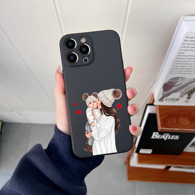 Queen Hair Baby Mom Girl Original Square Liquid Phone Case For iPhone 14 11 12 13 Pro Max Mini X XS XR 7 8 Plus SE2 DIY Cover
