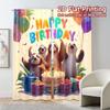 2pcs, 2D FLAT PRINTING Curtains (Without Rod) Sloth Celebration(2) Print Popular Curtains Polyester Easy Install Curtains