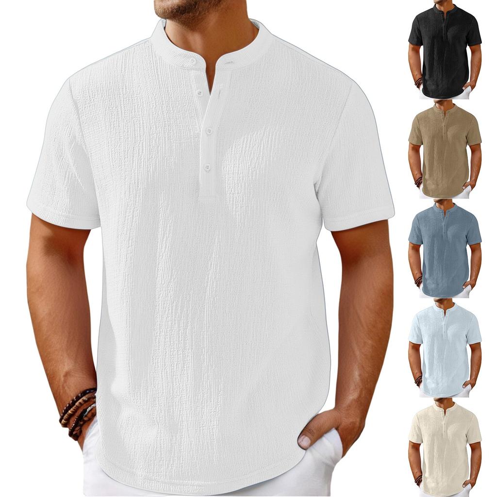 Men's Retro Cotton And Linen Shirt Casual Loose Shirt