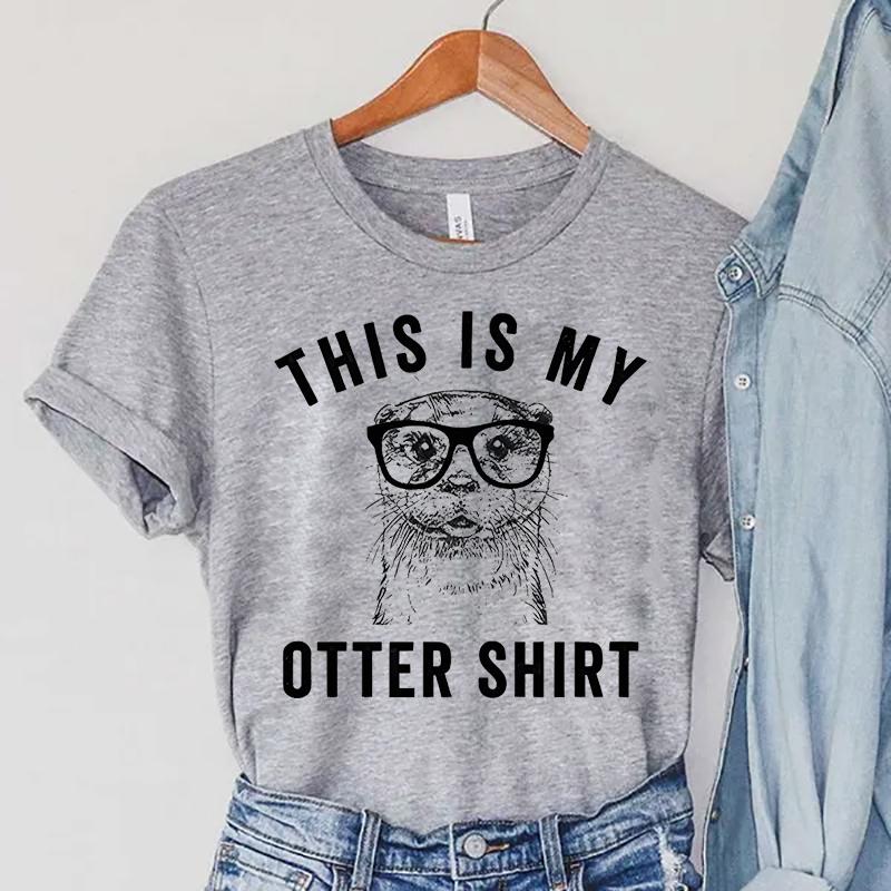 

Видри Футболки Жінки Harajuku Тварини Топи Літній гарячий розпродаж Вінтажні окуляри Жіночий одяг This Is My Otter Жіноча сорочка XL