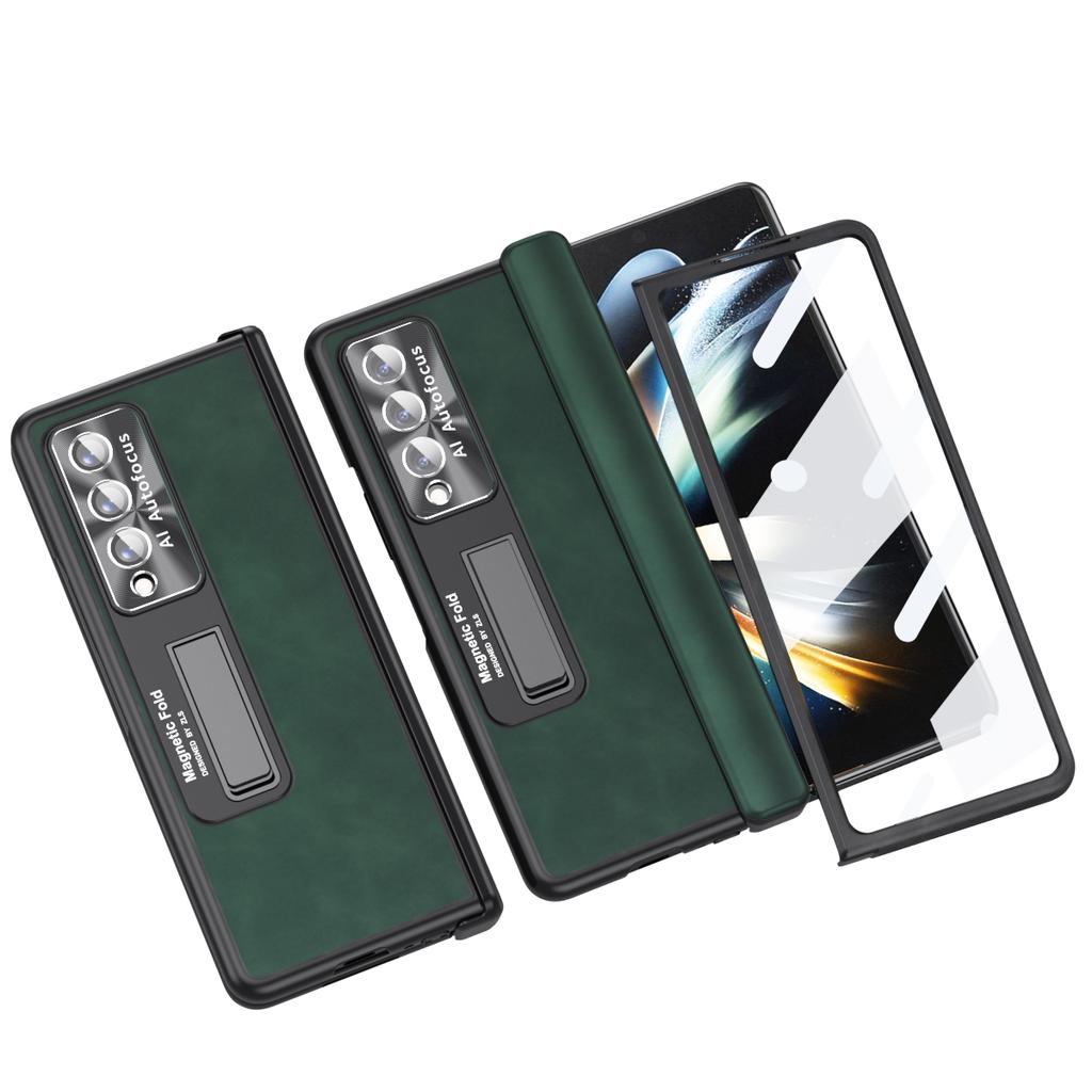 Matte Feeling Leather Full Coverage Case for Samsung Galaxy Z Fold4 Fold 4 5G Fold3 Fold 3 Zfold4 Lens Screen Glass Film Cases