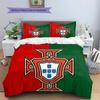 Portugal Fußballmuster Bettwäsche Heimdekoration Geburtstagsgeschenk (1 Bettbezug + 2 Kissenbezüge, ohne Füllung),Fanartikel.