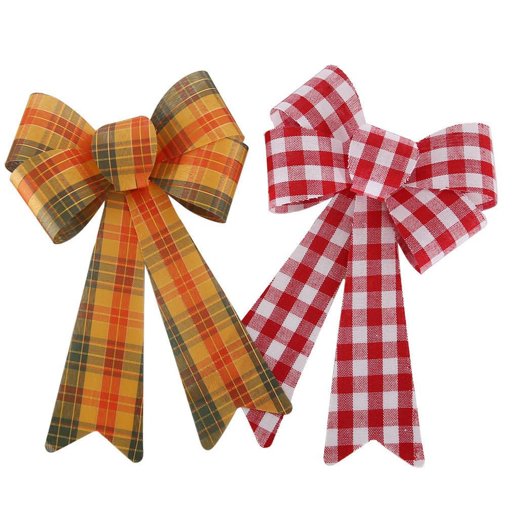 Small Pvc Charming Christmas Bow In Red And White Checkered Design For Decor Festive