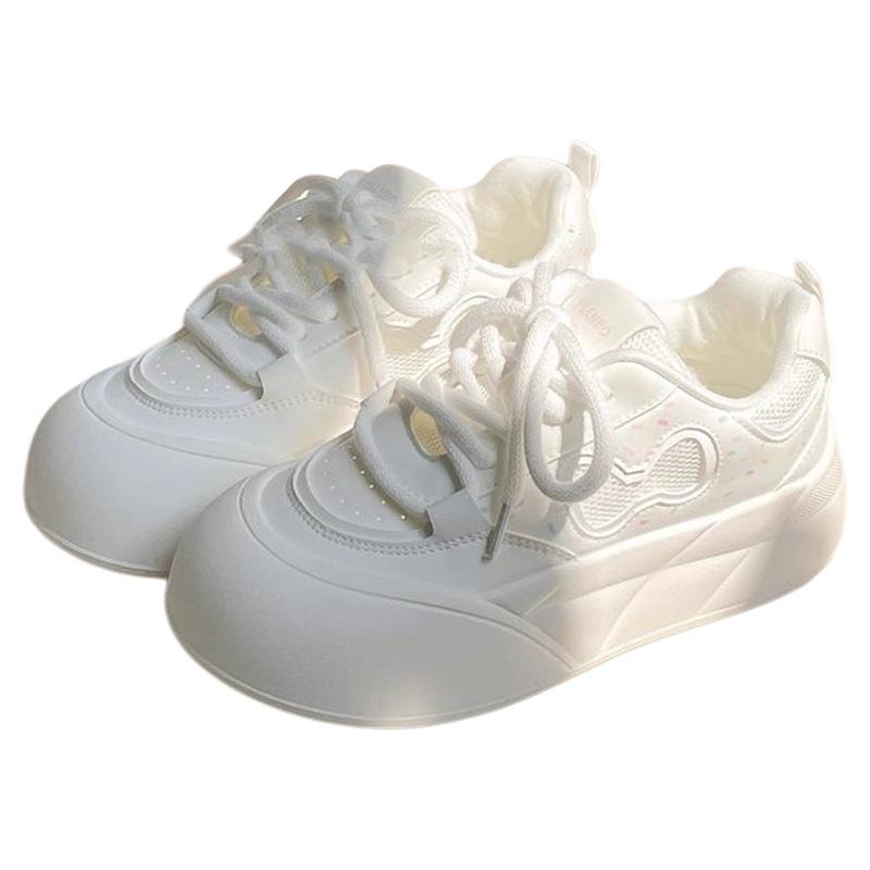 Mesh Breathable Board Shoes Women's Spring and Autumn New Thick-soled Heightening Student Versatile Niche Bread Shoes