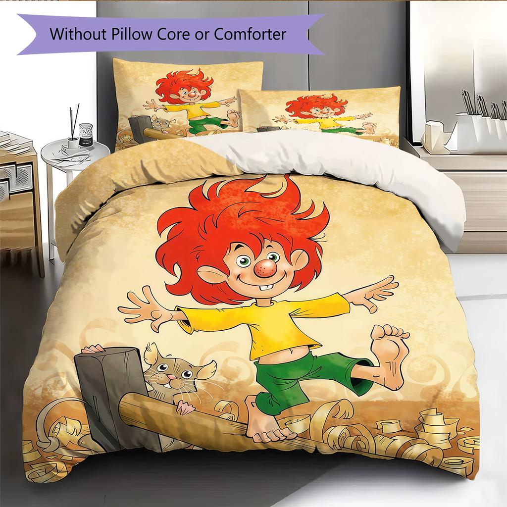 Pumuckl Pattern Bedding Quilt Set Home Decoration Gift (1 * duvet cover + 2 * pillowcase without core)