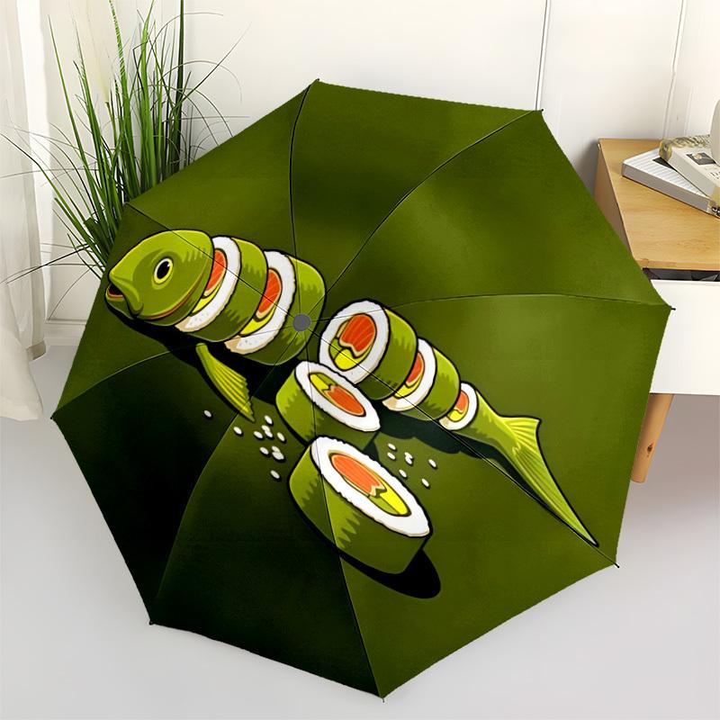 1pc Sushi Fish Automatic Open/Close, Foldable Compact Umbrella with 8-Rib Shaft, Perfect Gift For Men And Women, Casual Style, Vibrant Motif