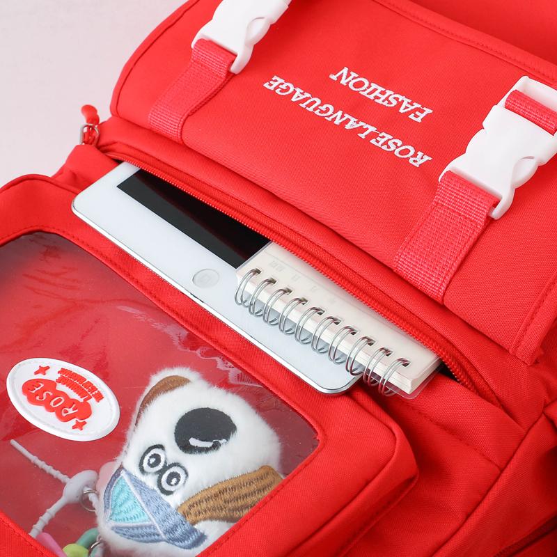 Three-Piece Schoolbag Set for Primary School Students Women's Letter Print Backpack College Style Large Capacity Backpack